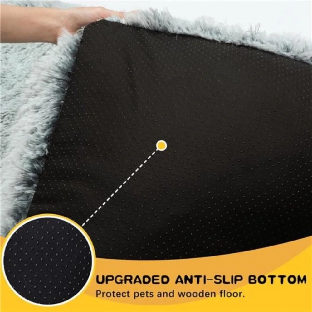 Large Dog Bed Crate PadMat for Medium Dogs&Cats,Fulffy Faux Fur Kennel Pad Comfy